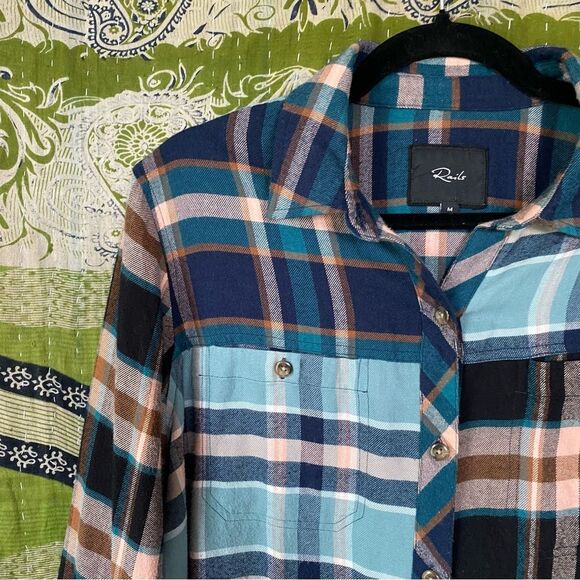 Rails Heathrow Mixed Plaid Brando Button Down Shirt Size Medium - Picture 4 of 16